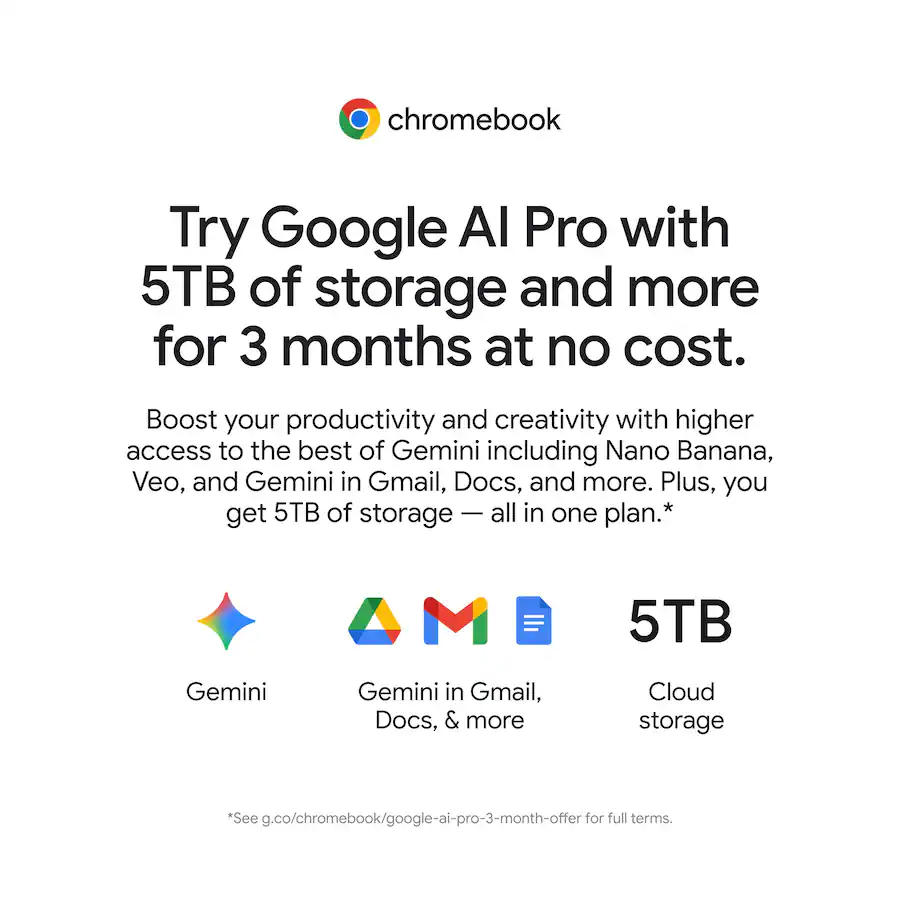 Acer Chromebook 315 15.6″ FHD Laptop with Google AI, MediaTek Kompanio 540, 4GB Memory, 64GB Storage, Silver — Silver