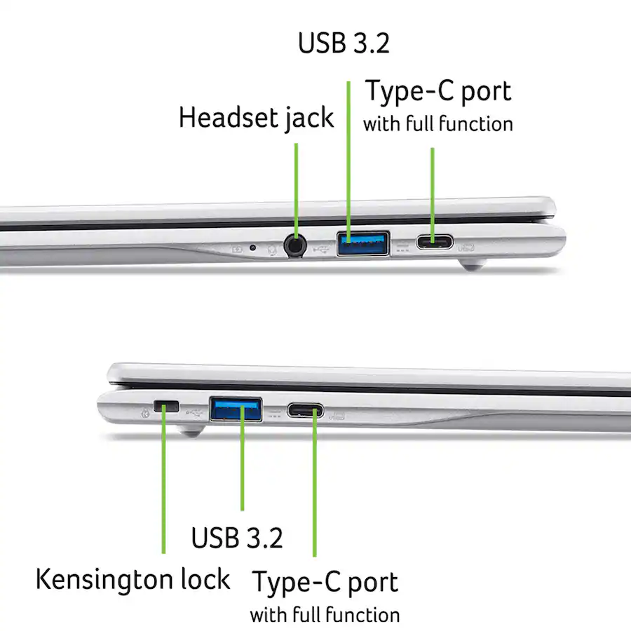 Acer Chromebook 315 15.6″ FHD Laptop with Google AI, MediaTek Kompanio 540, 4GB Memory, 64GB Storage, Silver — Silver