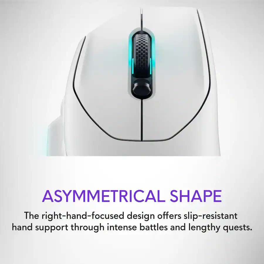 Alienware AW620M Wireless Optical Gaming Mouse for PC with 7 Programmable Buttons, Lunar Light — Lunar Light