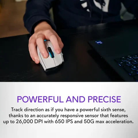 Alienware AW620M Wireless Optical Gaming Mouse for PC with 7 Programmable Buttons, Lunar Light