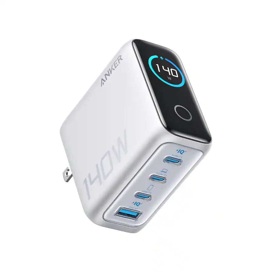 Anker Laptop Charger 140W, 4-Port PD 3.1 GaN Charger, Silver — Silver