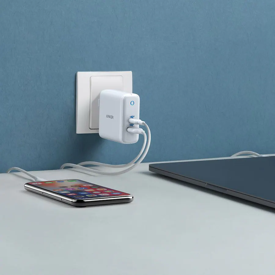 Anker PowerPort PD 60W GaN Fast Charger with USB-C to USB-C Cable (6 ft), White — White