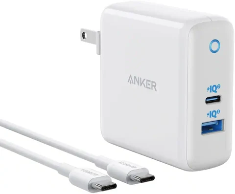 Anker PowerPort PD 60W GaN Fast Charger with USB-C to USB-C Cable (6 ft), White