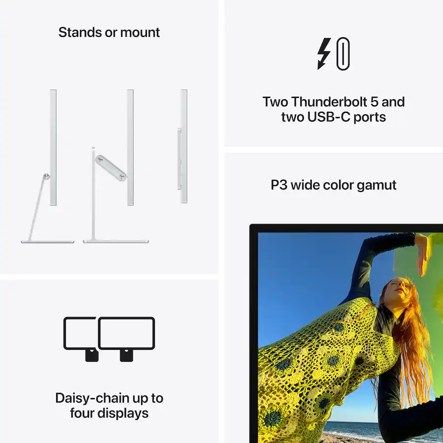 Apple Studio Display Standard Glass with Tilt- and Height-Adjustable Stand, Silver — Silver