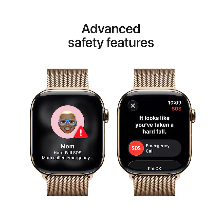 Apple Watch Series 11 GPS + Cellular 46mm Titanium Case with Gold Milanese Loop (2025) — Gold