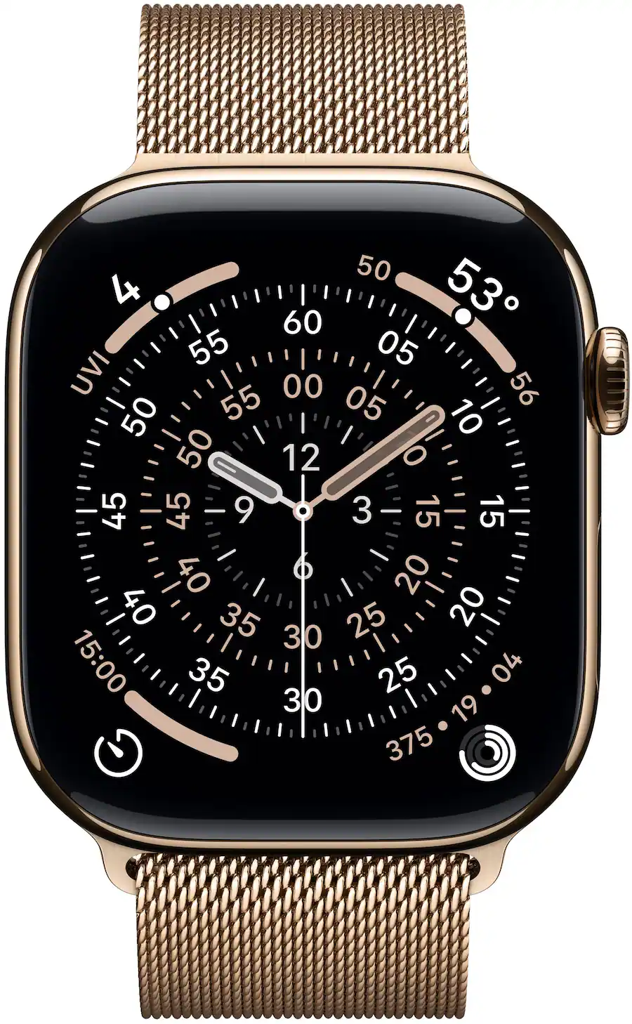 Apple Watch Series 11 GPS + Cellular 46mm Titanium Case with Gold Milanese Loop (2025) — Gold