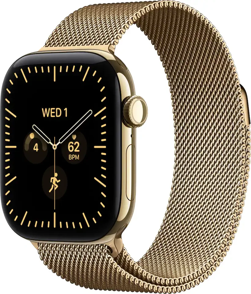Apple Watch Series 12 GPS + Cellular 42mm Titanium Case with Radiant Gold Milanese Loop (2026)