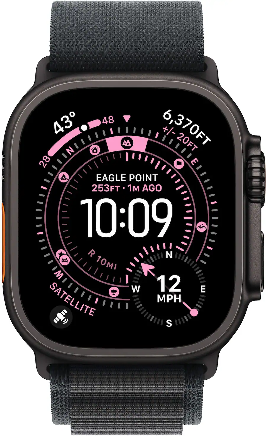 Apple Watch Ultra 3 GPS + Cellular 49mm Titanium Case with Black Alpine Loop (Medium, Black, 2025) — Black