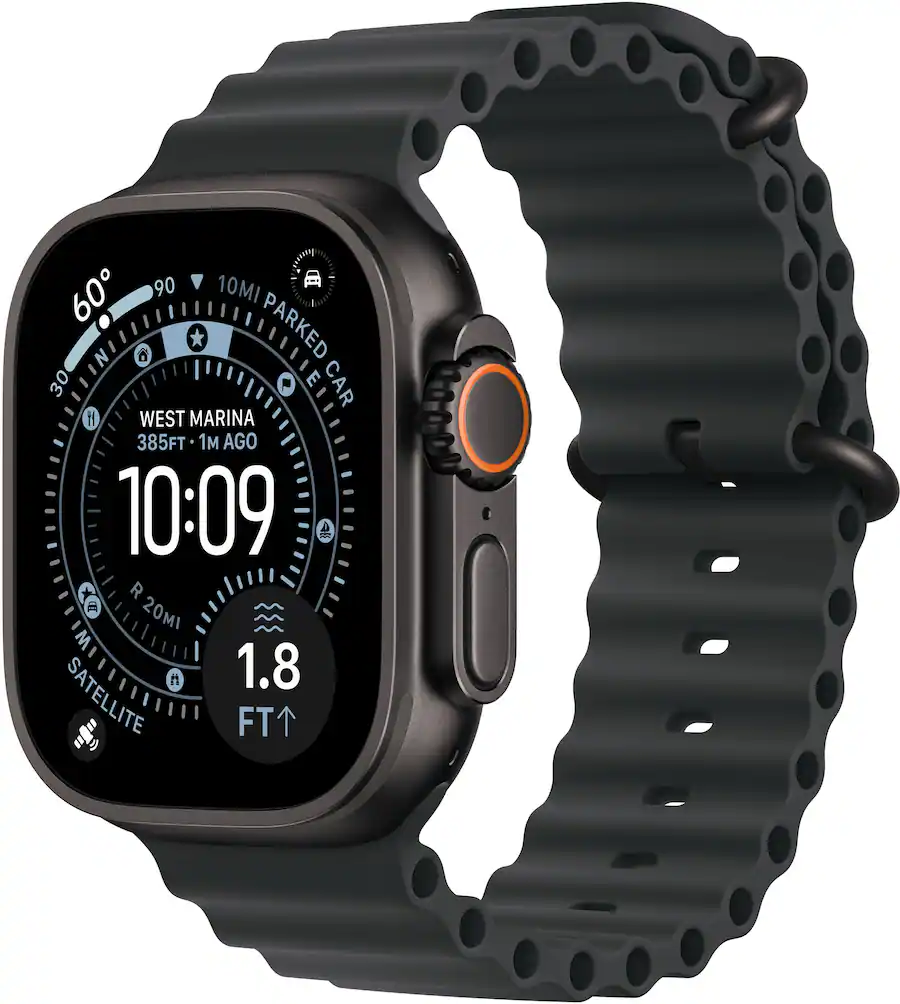 Apple Watch Ultra 3 GPS + Cellular 49mm Titanium Case with Black Ocean Band, Black (2025) — Black
