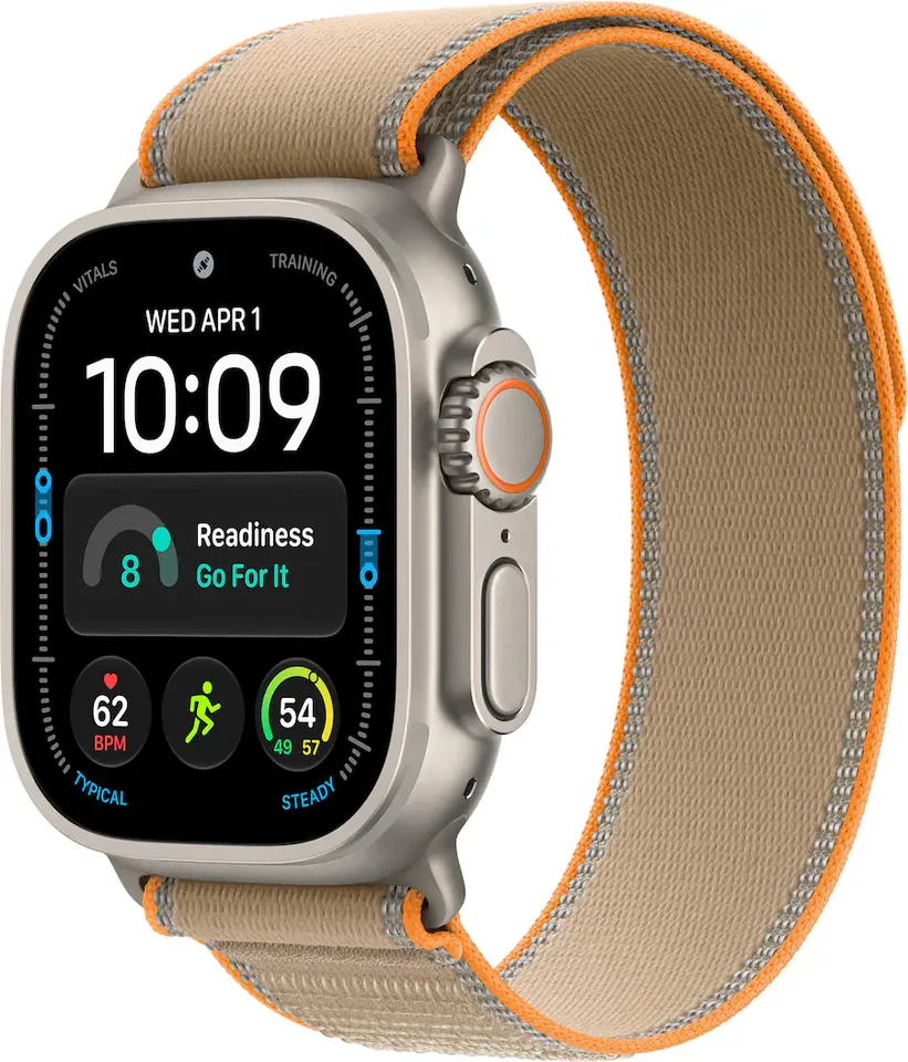 Apple Watch Ultra 4 GPS + Cellular 49mm Titanium Case with Burgundy Trail Loop (M/L, Black, 2026)