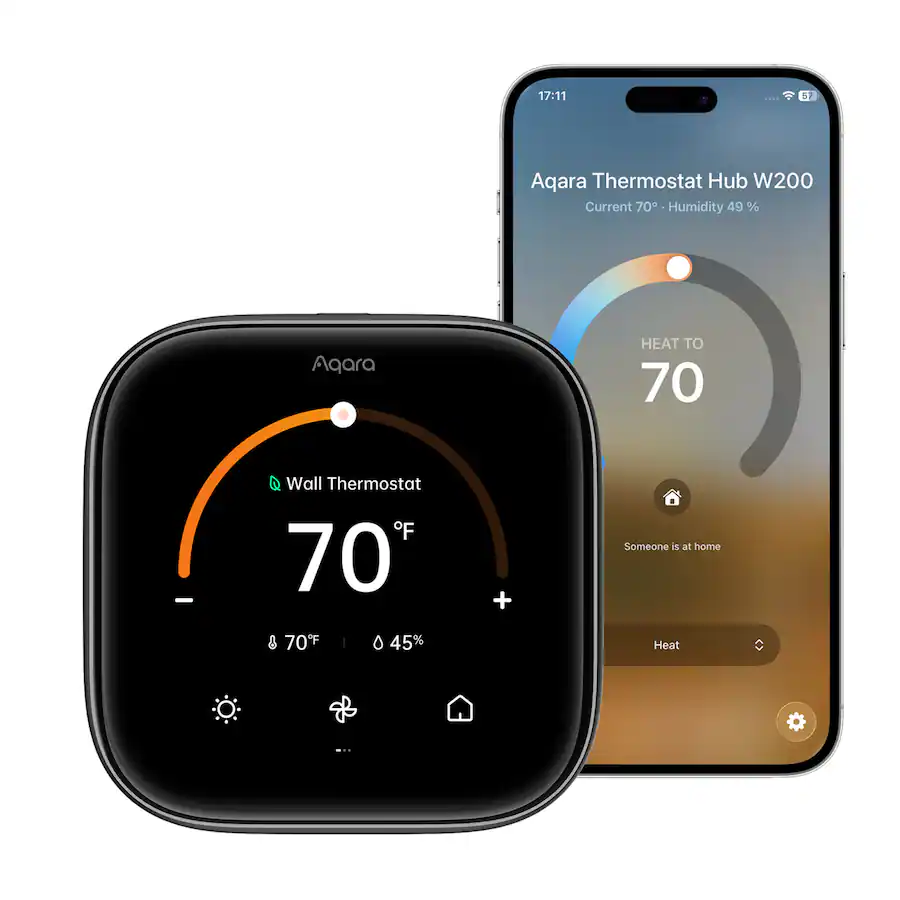 Aqara Smart Thermostat W200 with Apple Adaptive Temperature, Matter Hub, Black — Black