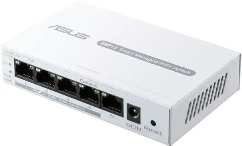 ASUS ExpertWiFi EBP15 5-Port Gigabit Smart Managed PoE Ethernet Switch, White