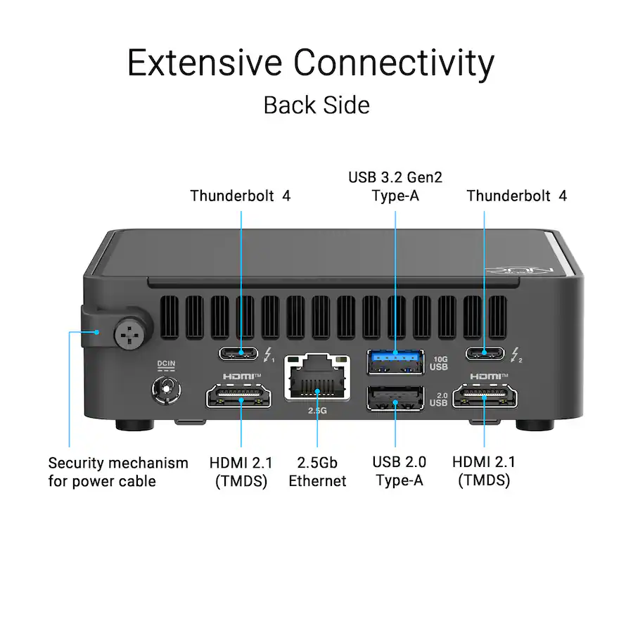 ASUS NUC 15 Pro Mini Desktop, Intel Core Ultra 7 255H, 16GB Memory, 1TB SSD, Black — Black