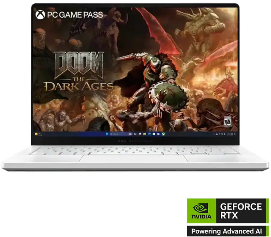 ASUS ROG Zephyrus G14 14″ 3K OLED 120Hz Gaming Laptop (AMD Ryzen™ 9 270, NVIDIA® GeForce RTX™ 5060, 16GB Memory, 1TB SSD), Platinum White — Platinum White