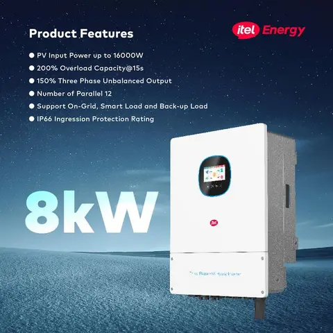 itel 8kw Inverter Hybrid 48V IP66 3Phase IHY-8KL3 with Wifi