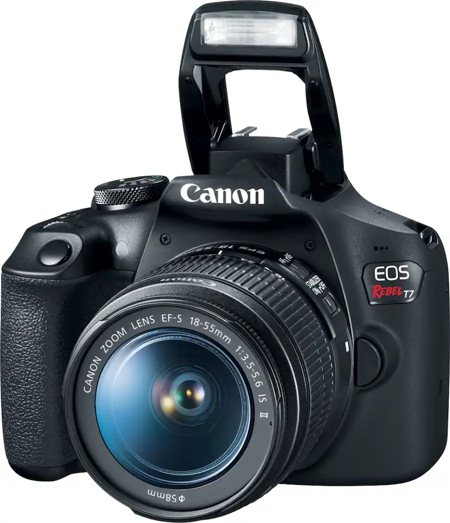 Canon EOS Rebel T7 DSLR Video Two Lens Kit with EF‑S 18‑55mm and EF 75‑300mm Lenses, Black