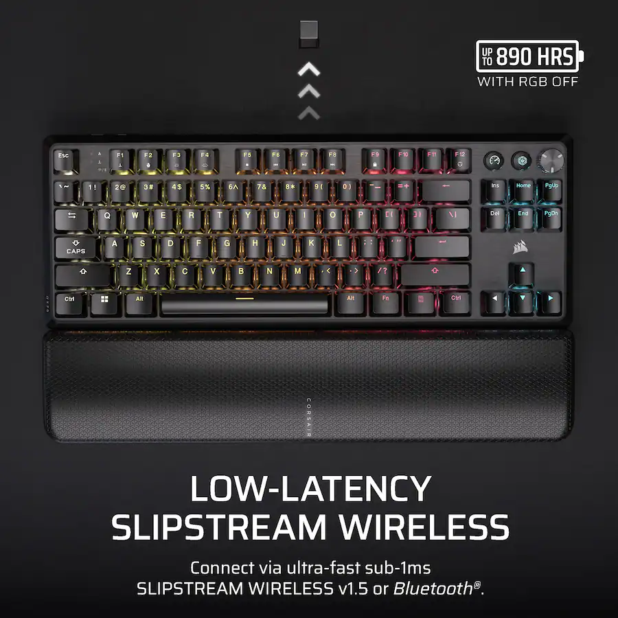 CORSAIR K70 CORE TKL Compact Wireless RGB Mechanical Gaming Keyboard, Pre-Lubed Linear Switches, Black — Black