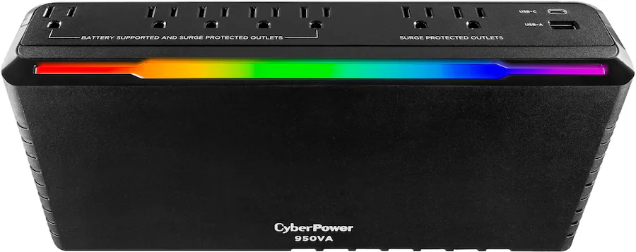 CyberPower GX950UC Gaming UPS System with RGB Lighting and USB Charging Ports, Black — Black