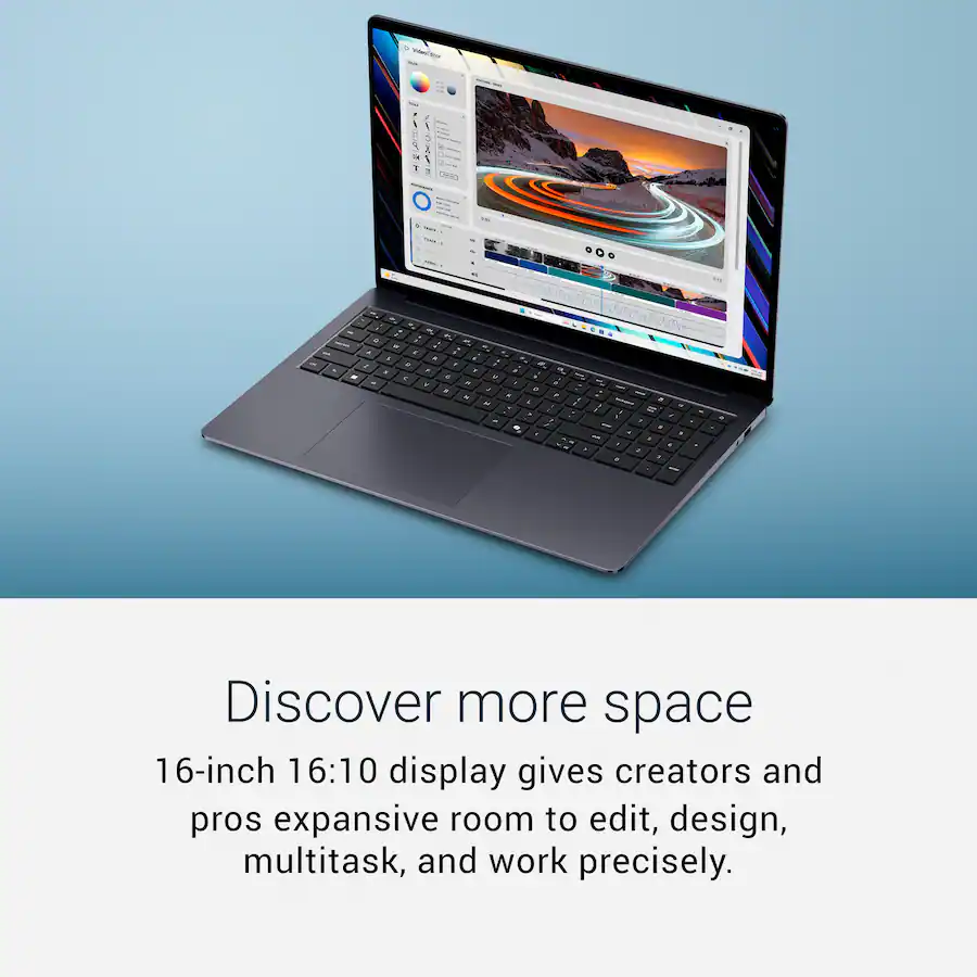 Dell 16S 16″ 2K Touchscreen Laptop (Intel Core Ultra 7 355, 16GB Memory, 512GB SSD, Copilot+ PC), Celestial Blue