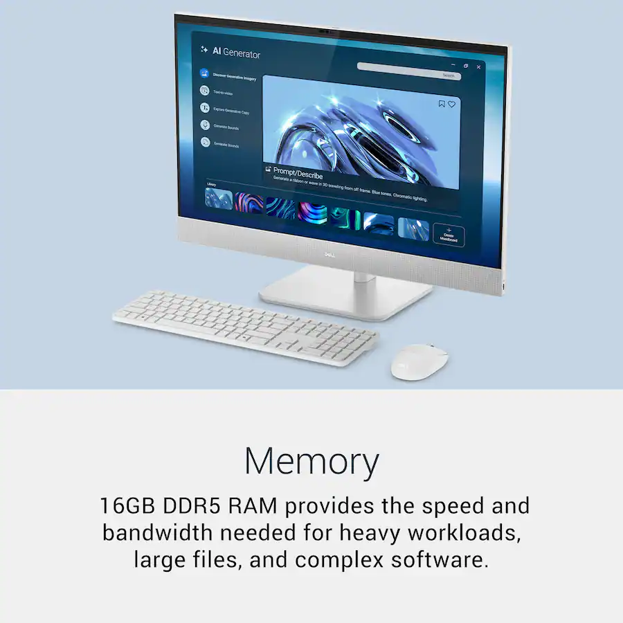 Dell 27″ 2K IPS Touchscreen All-in-One PC, Intel Core Ultra 7 355, 16GB Memory, 1TB Storage, Copilot+ PC, Light Ash — Light Ash