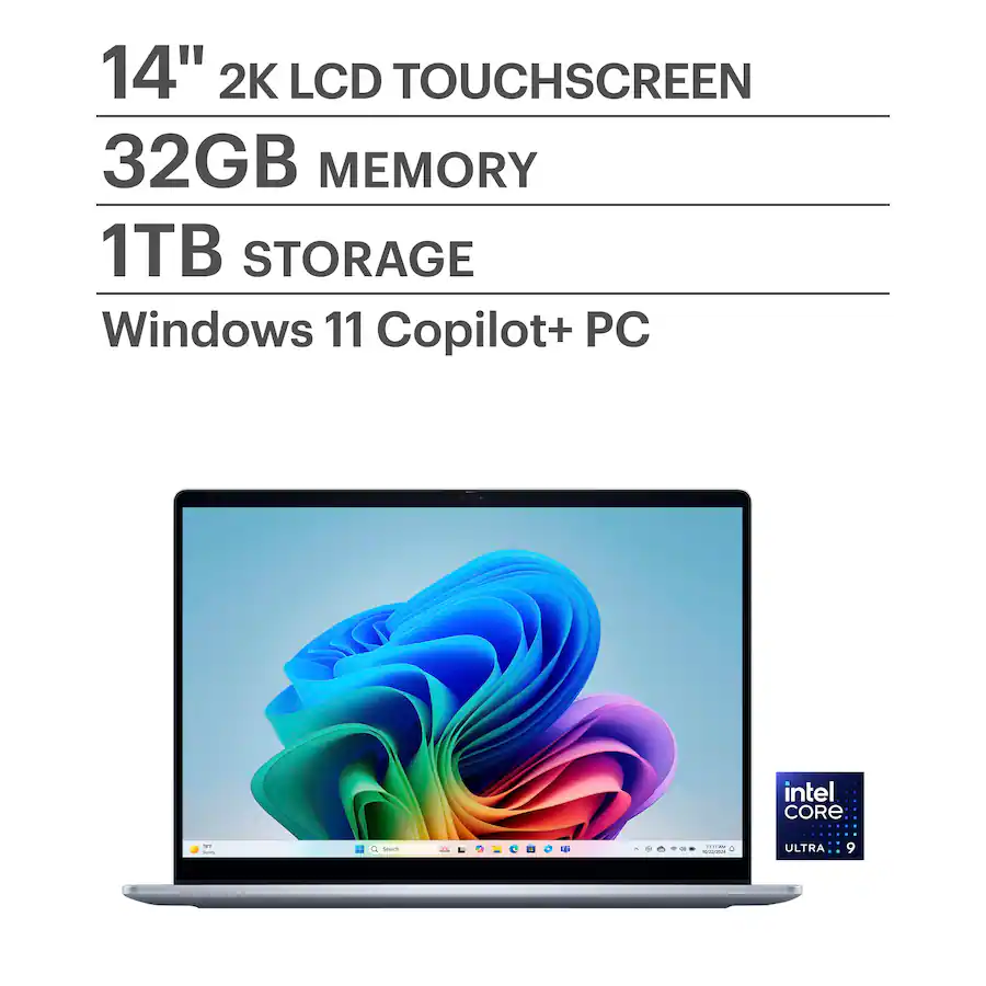 Dell Plus 14 2K 2-in-1 Touchscreen Laptop Intel Core Ultra 9 288V, 32GB Memory, 1TB Storage, Copilot+ PC, Ice Blue — Ice Blue