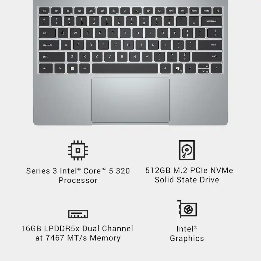 Dell XPS 13 13.4″ 3K Touchscreen Laptop (Intel Core 5 Series 3 320, 8GB Memory, 512GB SSD), Sky
