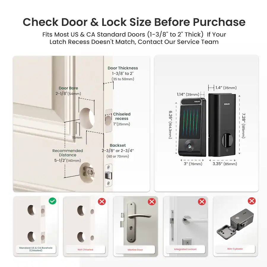 Desloc V150 Plus Solar Battery-Powered Smart Lock with Wi-Fi, 3D Face Recognition & Fingerprint, Black — Black