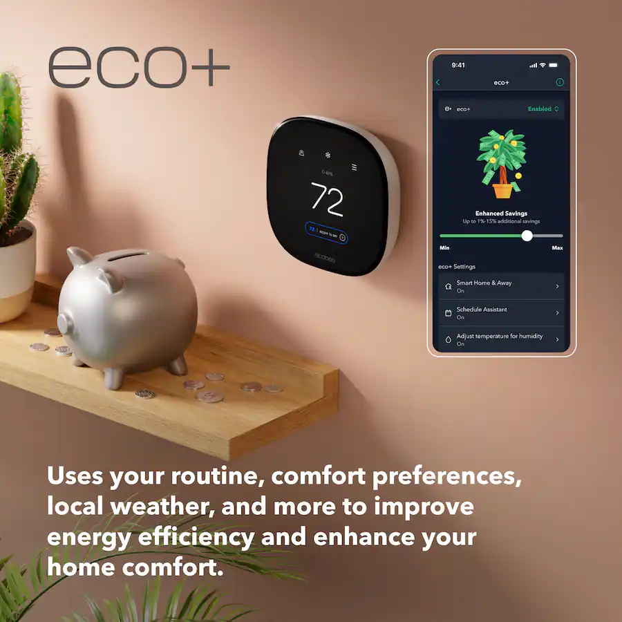ecobee Enhanced Smart Programmable Touch‑Screen Wi‑Fi Thermostat, Black — Black