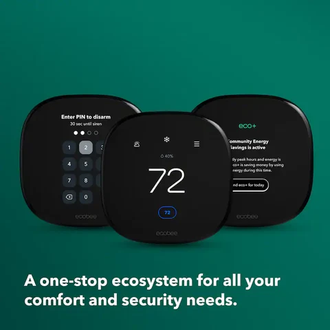 ecobee Enhanced Smart Programmable Touch‑Screen Wi‑Fi Thermostat, Black