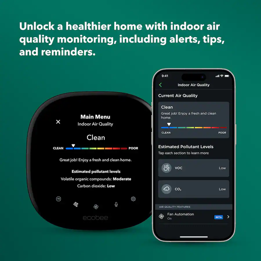 ecobee Premium Smart Programmable Touch‑Screen Thermostat, Black — Black