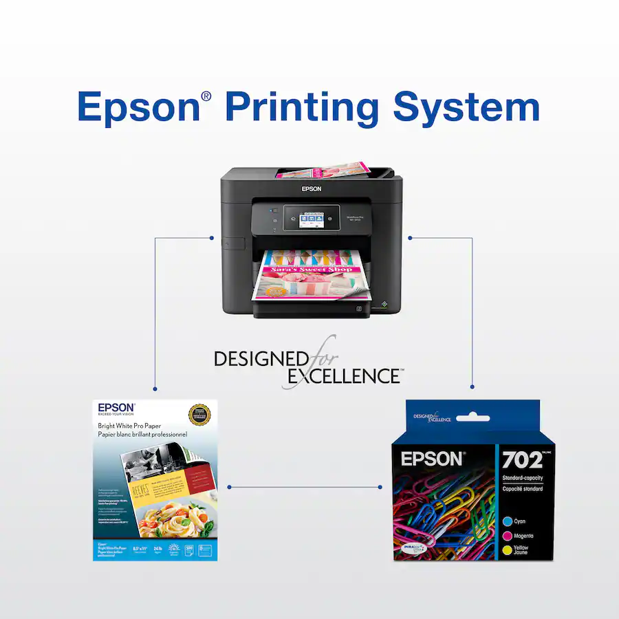 Epson 702 3-Pack Standard Capacity Ink Cartridges, Cyan/Magenta/Yellow — Cyan/Magenta/Yellow