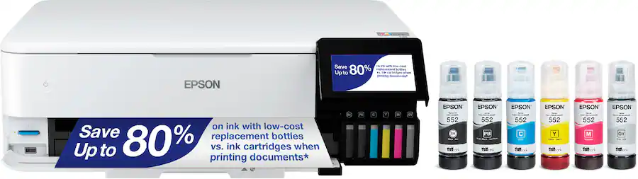Epson EcoTank Photo ET-8550 All-in-One Wide-Format Supertank Printer, White — White