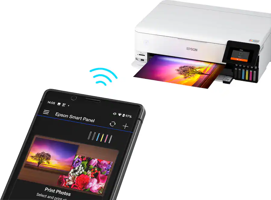 Epson EcoTank Photo ET-8550 All-in-One Wide-Format Supertank Printer, White — White
