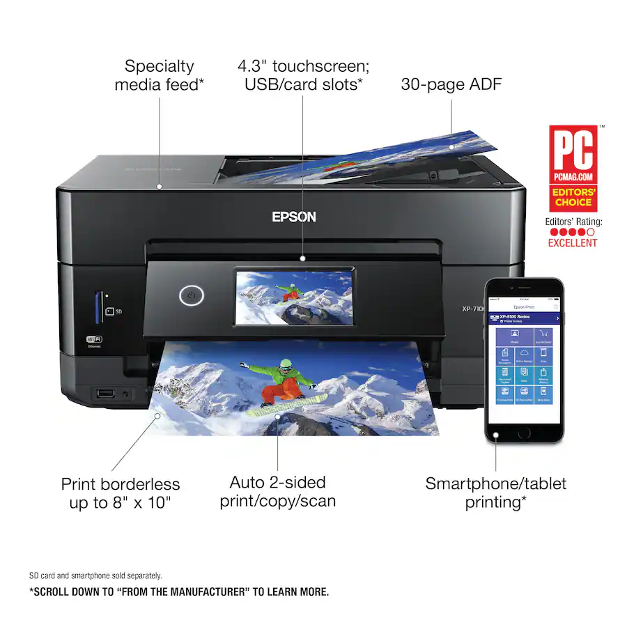 Epson Expression Premium XP-7100 Wireless All-in-One Inkjet Printer, Black — Black