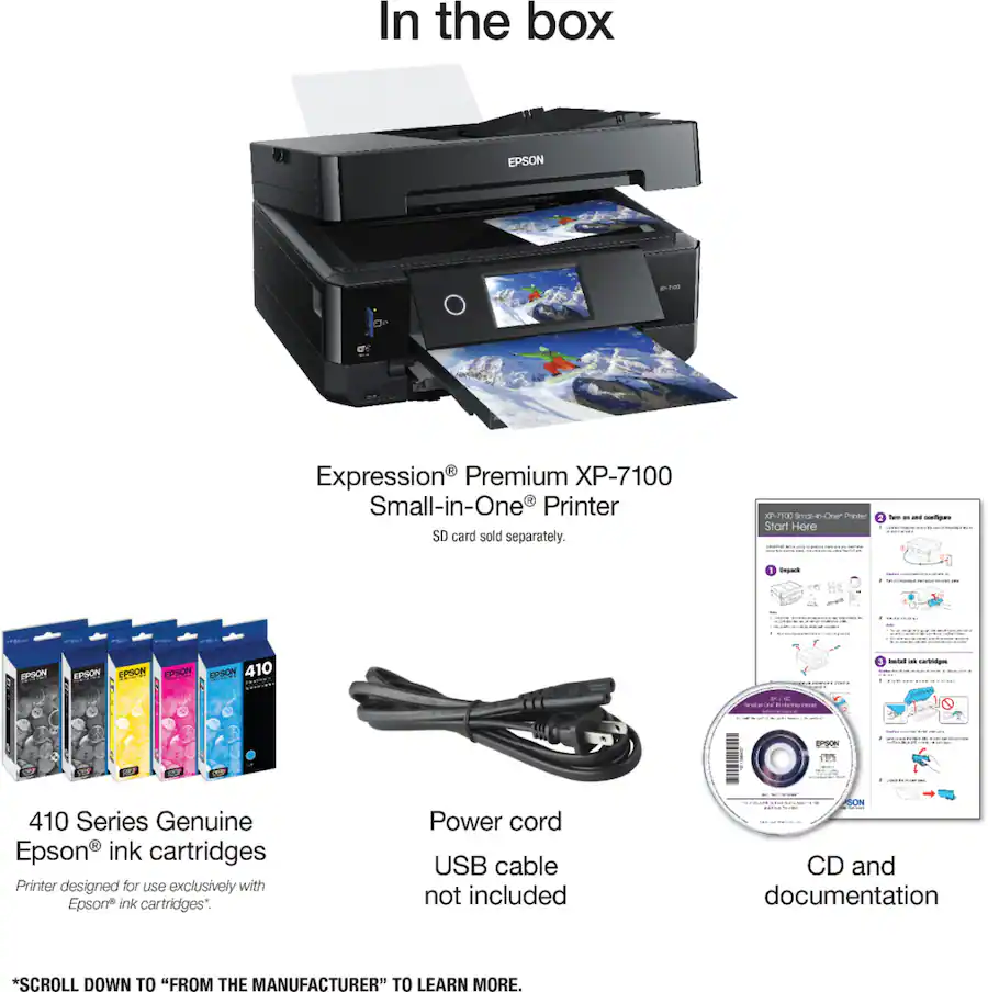 Epson Expression Premium XP-7100 Wireless All-in-One Inkjet Printer, Black — Black