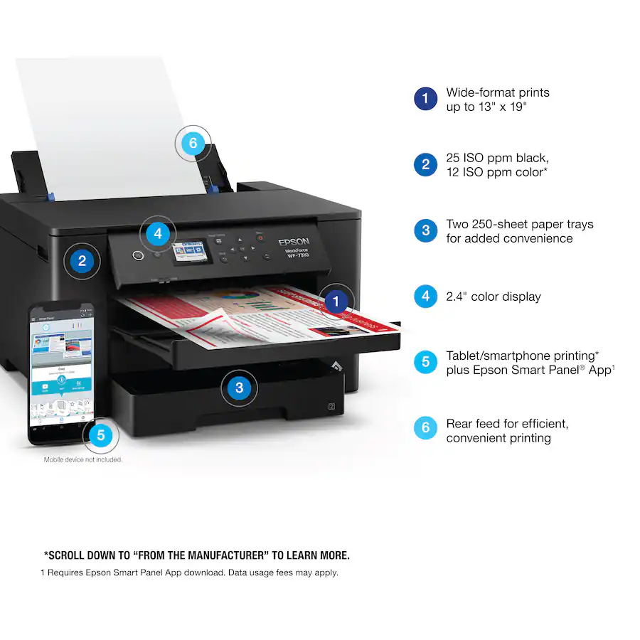 Epson WorkForce Pro WF-7310 Wireless Wide-Format Inkjet Printer, Black — Black