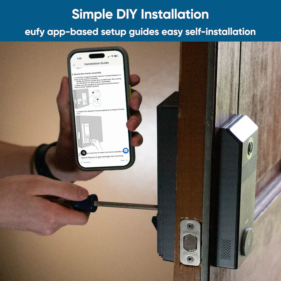eufy FamiLock S3 Max Wi‑Fi Replacement Deadbolt with 2K Video Doorbell and Palm Scanner, Gray — Gray
