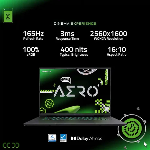 Gigabyte AERO X16 Copilot+ PC 16″ WQXGA Gaming Laptop (AMD Ryzen™ AI 7 350, 32GB DDR5, 1TB SSD, GeForce RTX™ 5070), Space Gray
