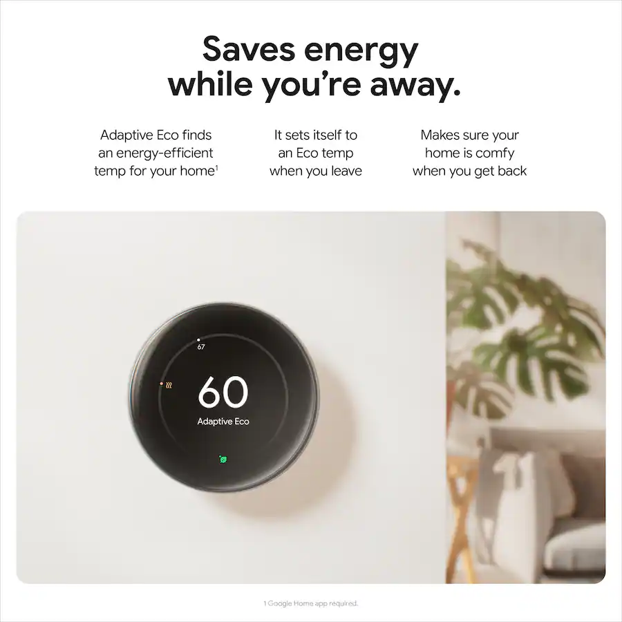 Google Nest Learning Thermostat 4th Gen with Nest Temperature Sensor 2nd Gen Polished Obsidian — Polished Obsidian