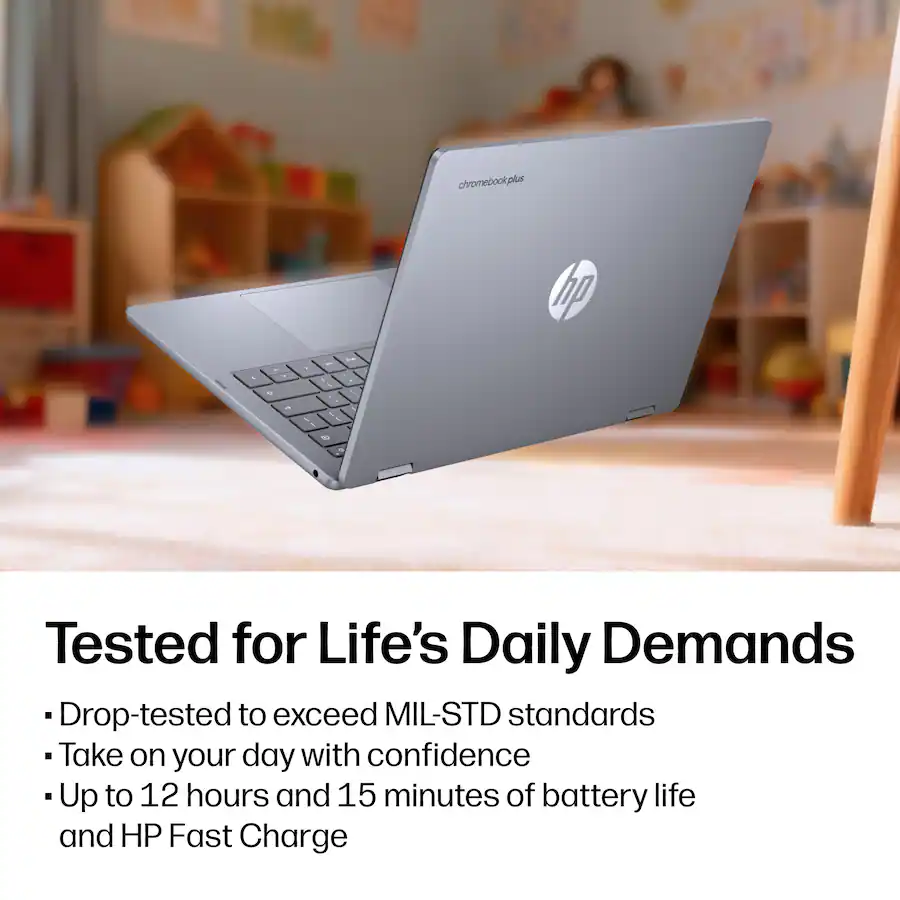 HP 14″ 2K Touchscreen 2-in-1 Chromebook Plus (Intel Core 3 N355, 8GB Memory, 256GB UFS), Meteor Silver — Meteor Silver