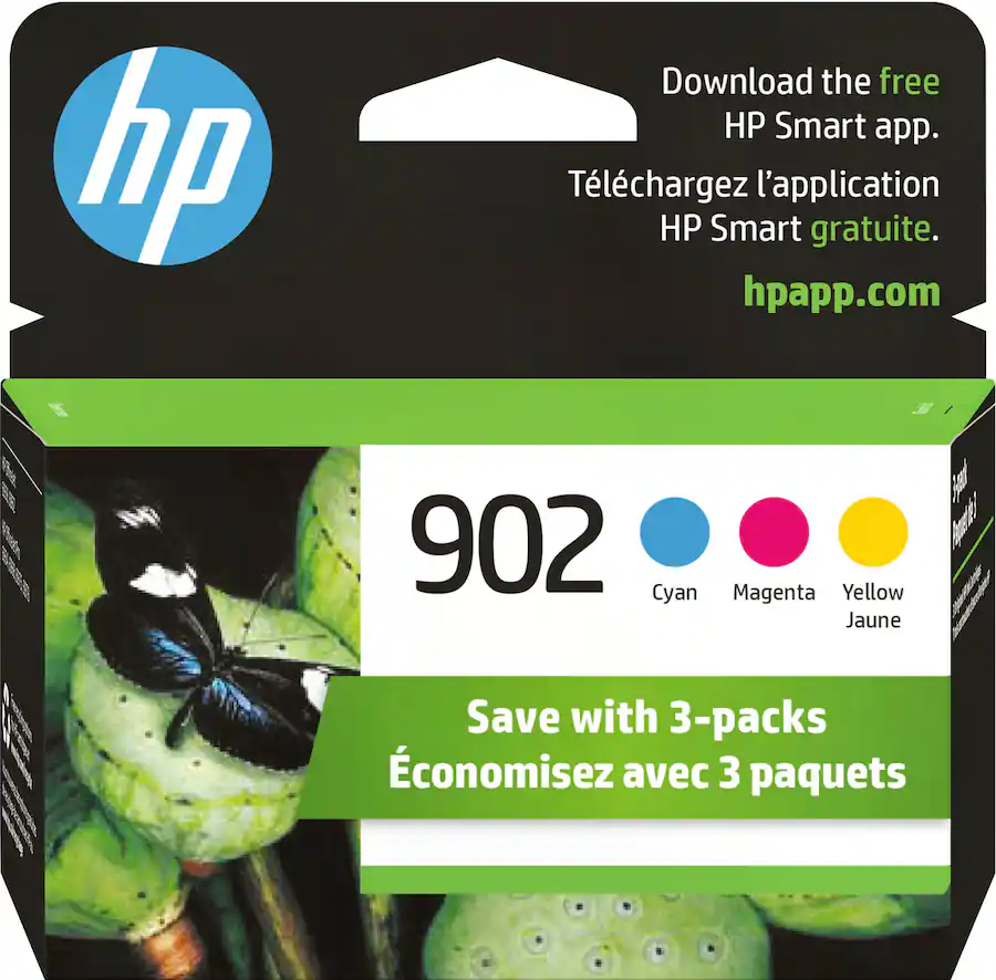HP 902 Standard Capacity Cyan Magenta Yellow Ink Cartridge 3-Pack