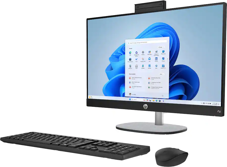 HP Copilot+ PC 24″ Full HD Touch-Screen All-in-One Desktop, AMD Ryzen AI 5 340, 16GB DDR5 Memory, 512GB SSD, Jet Black — Jet Black