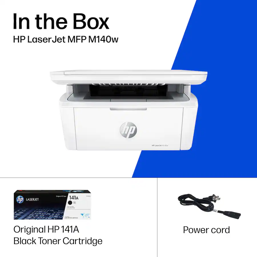 HP LaserJet M140w Wireless All-in-One Black & White Laser Printer, White — White