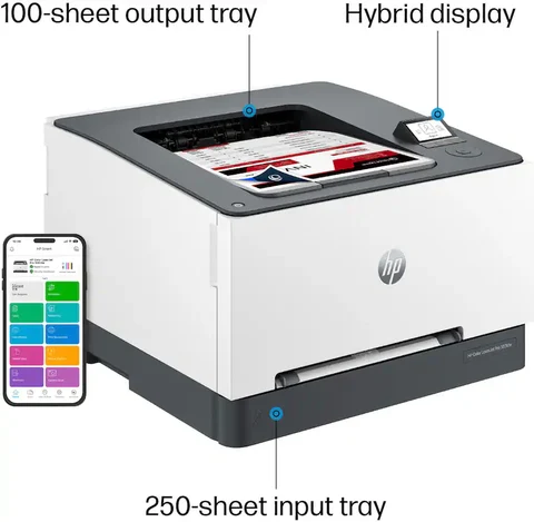 HP LaserJet Pro 3201dw Wireless Color Laser Printer, White & Slate