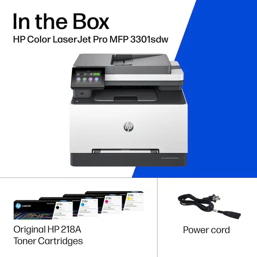 HP LaserJet Pro MFP 3301sdw Wireless AI-Enabled Color All-in-One Laser Printer, White — White