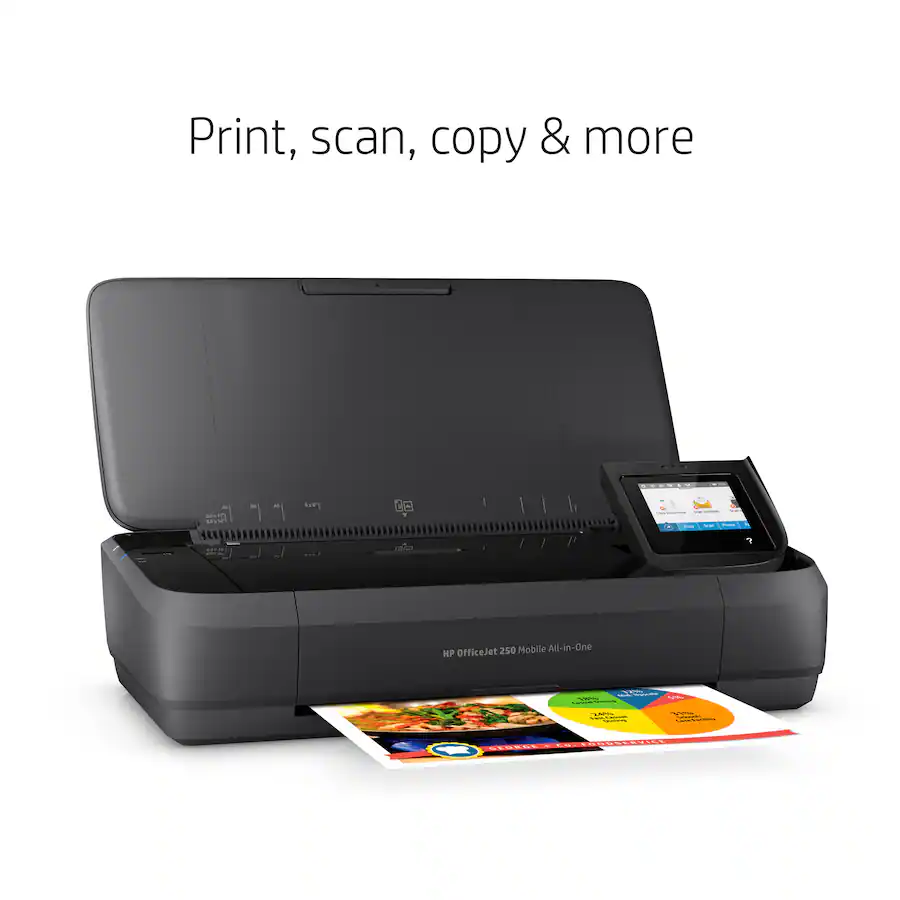 HP OfficeJet 250 Mobile Wireless All-in-One Inkjet Printer, Black — Black