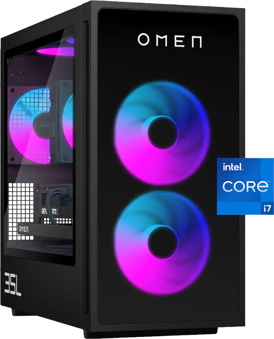 HP OMEN 35L Gaming Desktop – Intel Core i7-14700F, 16GB DDR5 Memory, NVIDIA GeForce RTX 5060, 1TB SSD, Shadow Black — Shadow Black