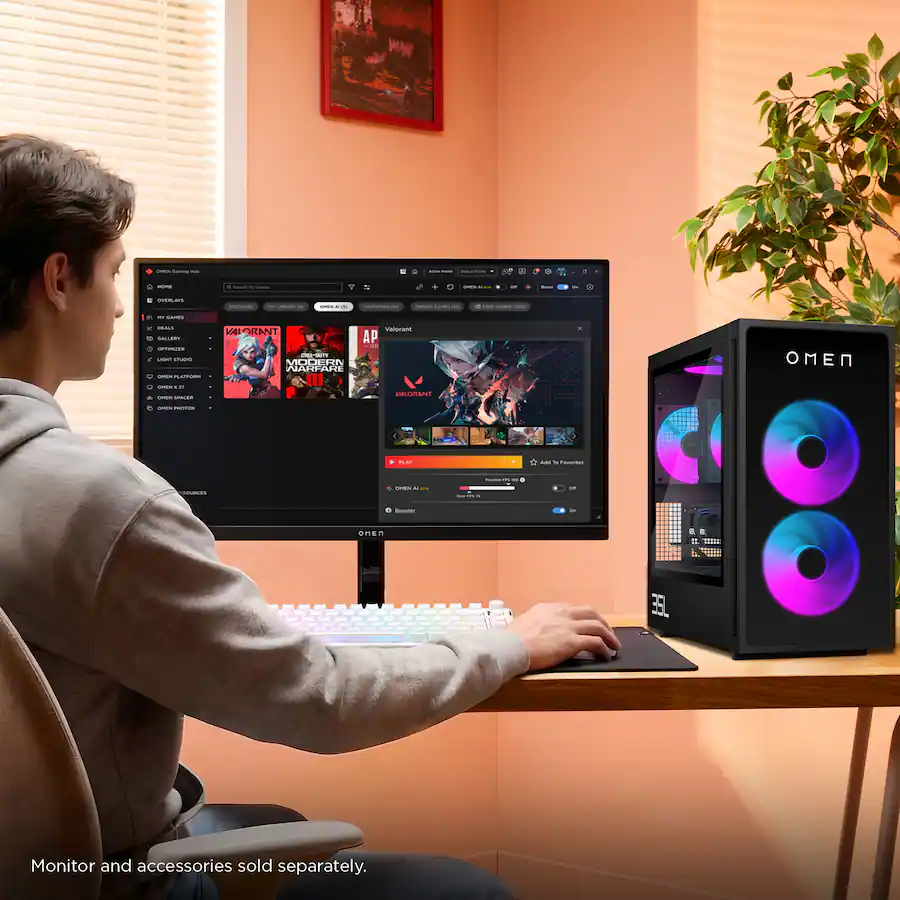 HP OMEN 35L Gaming Desktop – Intel Core i7-14700F, 16GB DDR5 Memory, NVIDIA GeForce RTX 5060, 1TB SSD, Shadow Black — Shadow Black
