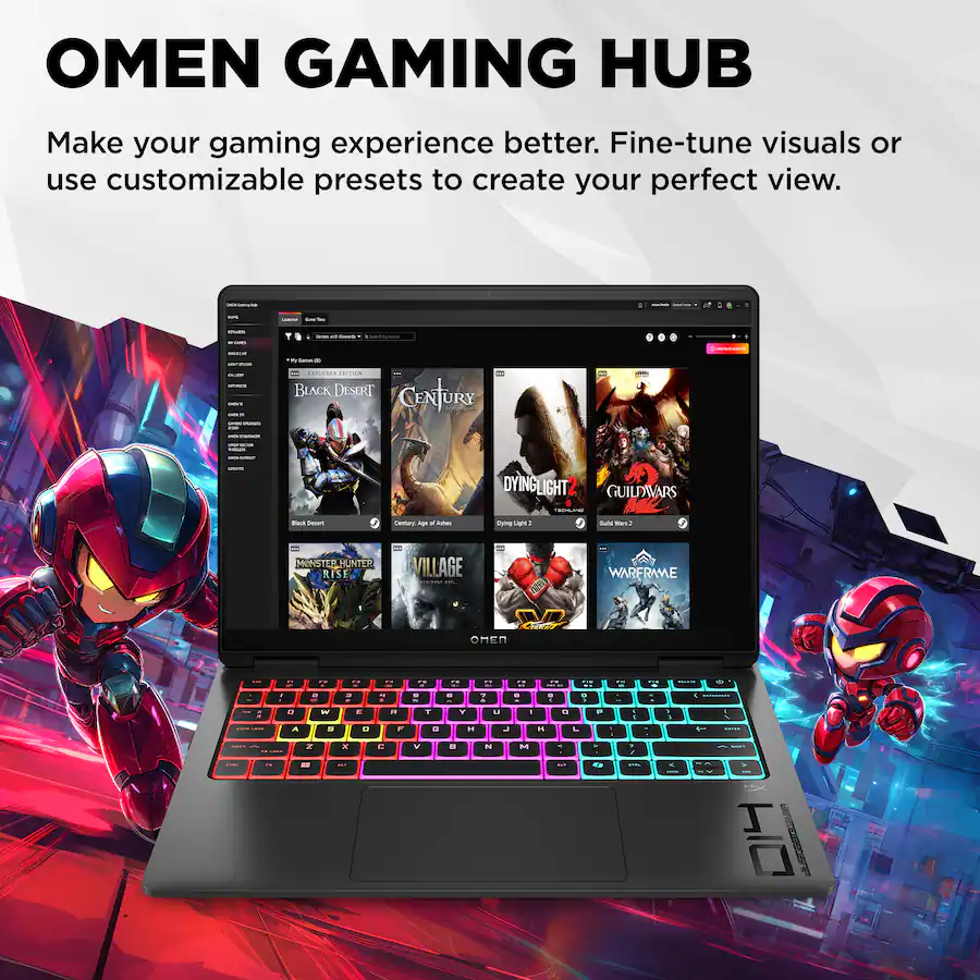 HP OMEN Transcend 14″ 120Hz 3K OLED Gaming Laptop, Intel® Core™ Ultra 9 285H, 32GB Memory, NVIDIA® GeForce RTX™ 5070, 1TB SSD, Shadow Black — Shadow Black