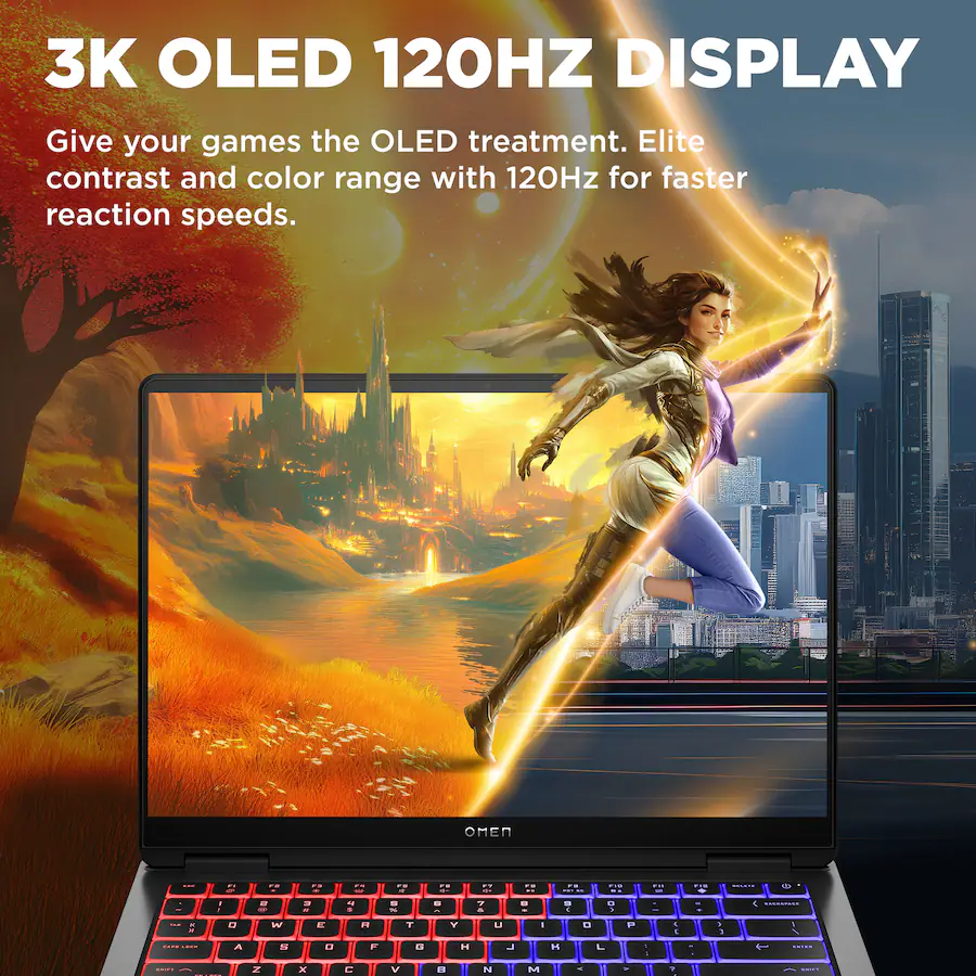 HP OMEN Transcend 14″ 120Hz 3K OLED Gaming Laptop, Intel® Core™ Ultra 9 285H, 32GB Memory, NVIDIA® GeForce RTX™ 5070, 1TB SSD, Shadow Black — Shadow Black